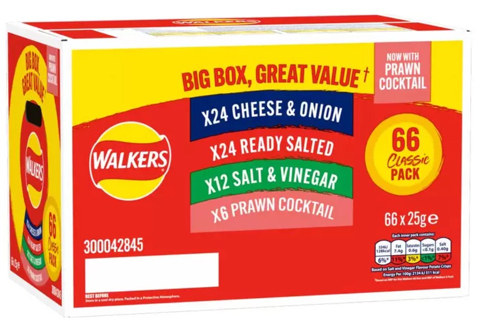 Walkers Crisps Variety Box, 66 x 25g